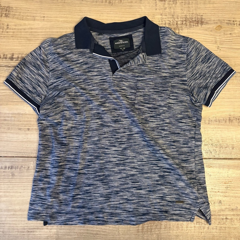 Rodd & Gunn Textured Polo Shirt Navy Blue Short Sleeve Men’s Large